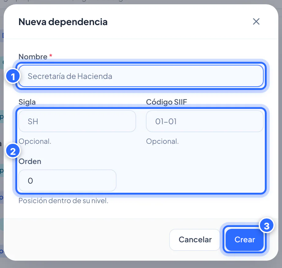 Ventana Nueva dependencia