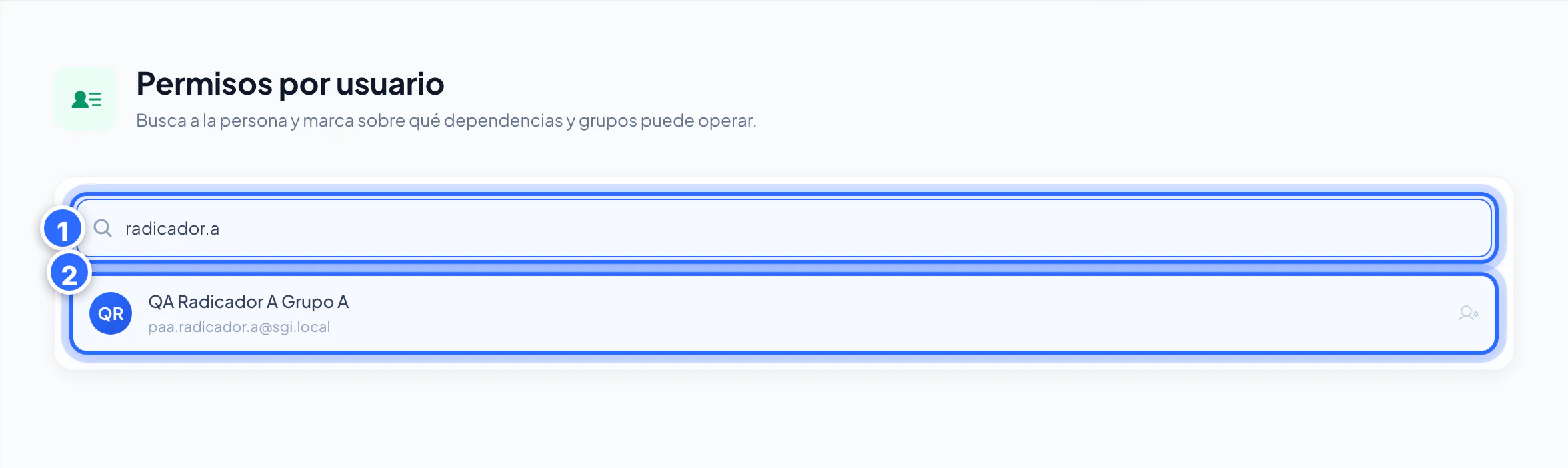 Buscador de Permisos por usuario