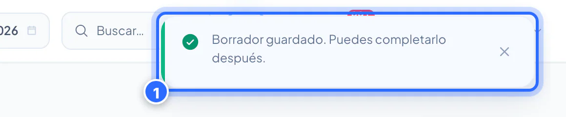 Aviso Borrador guardado