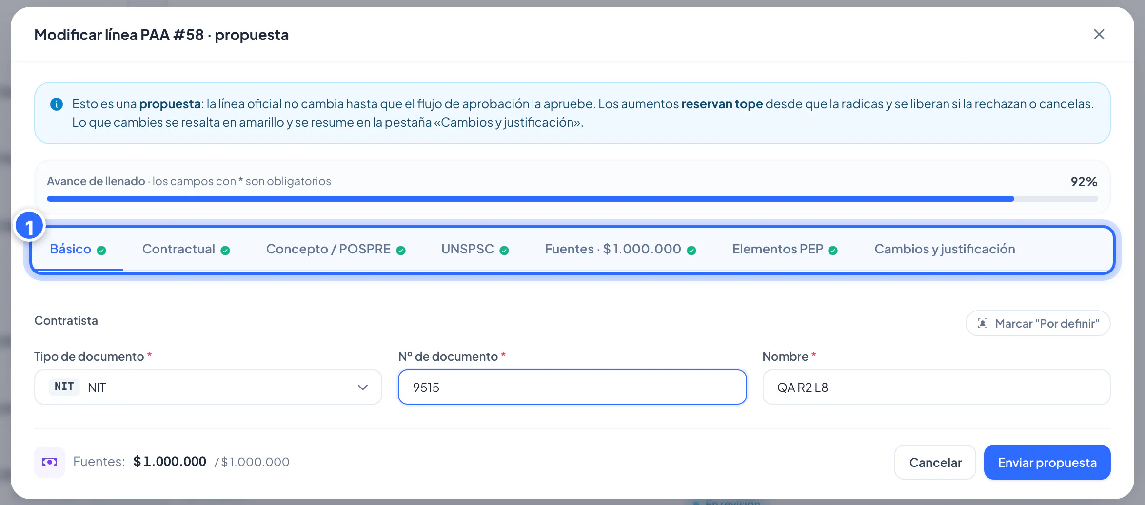 Propuesta de modificación
