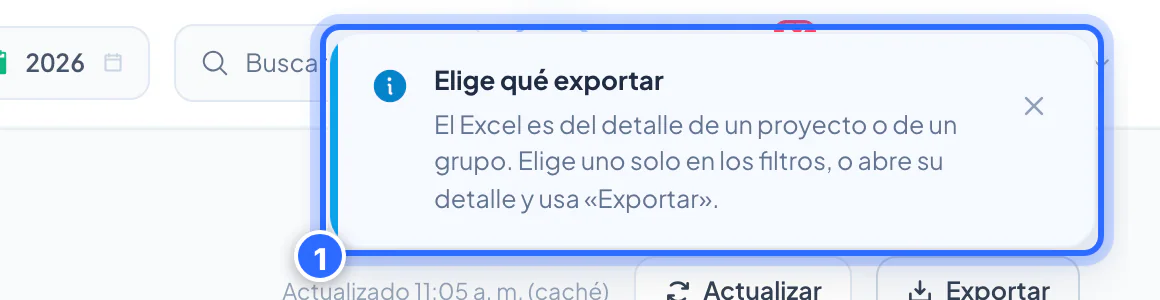 Aviso «Elige qué exportar»