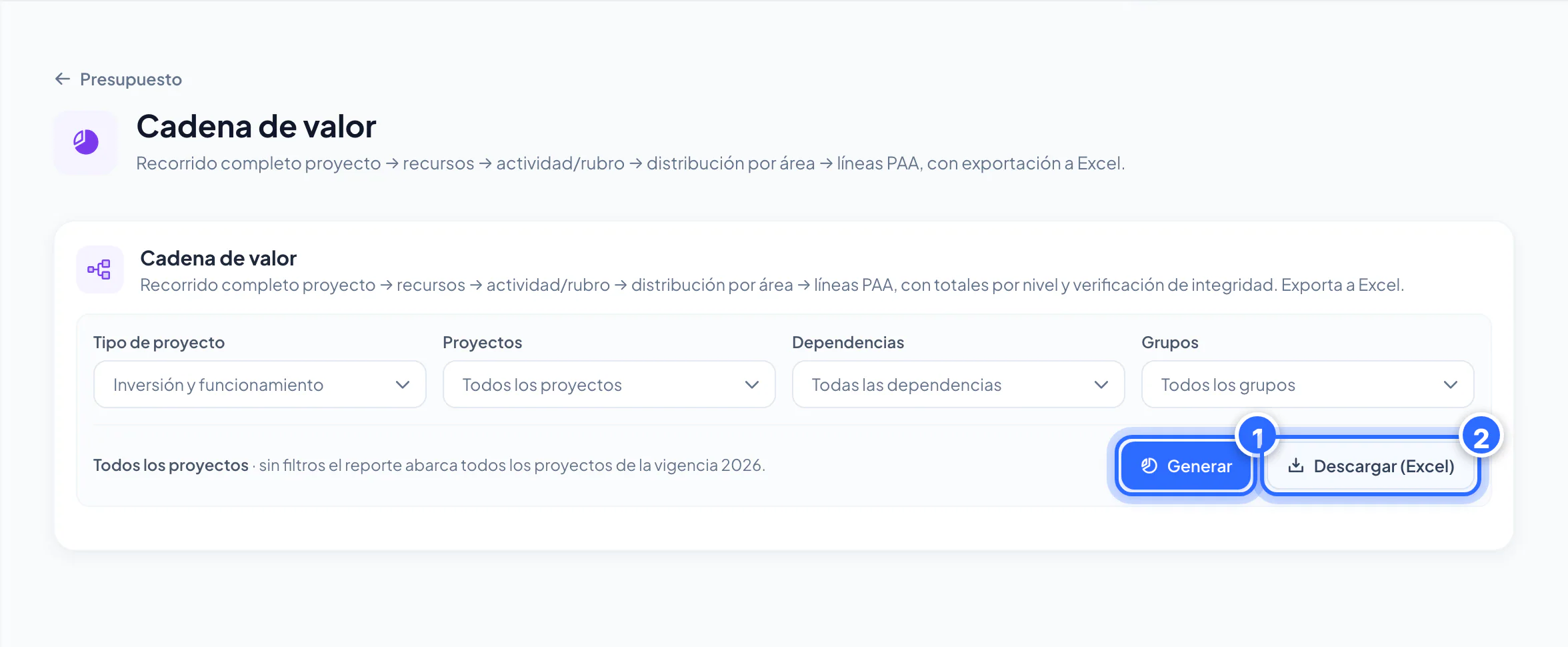 Reporte Cadena de valor