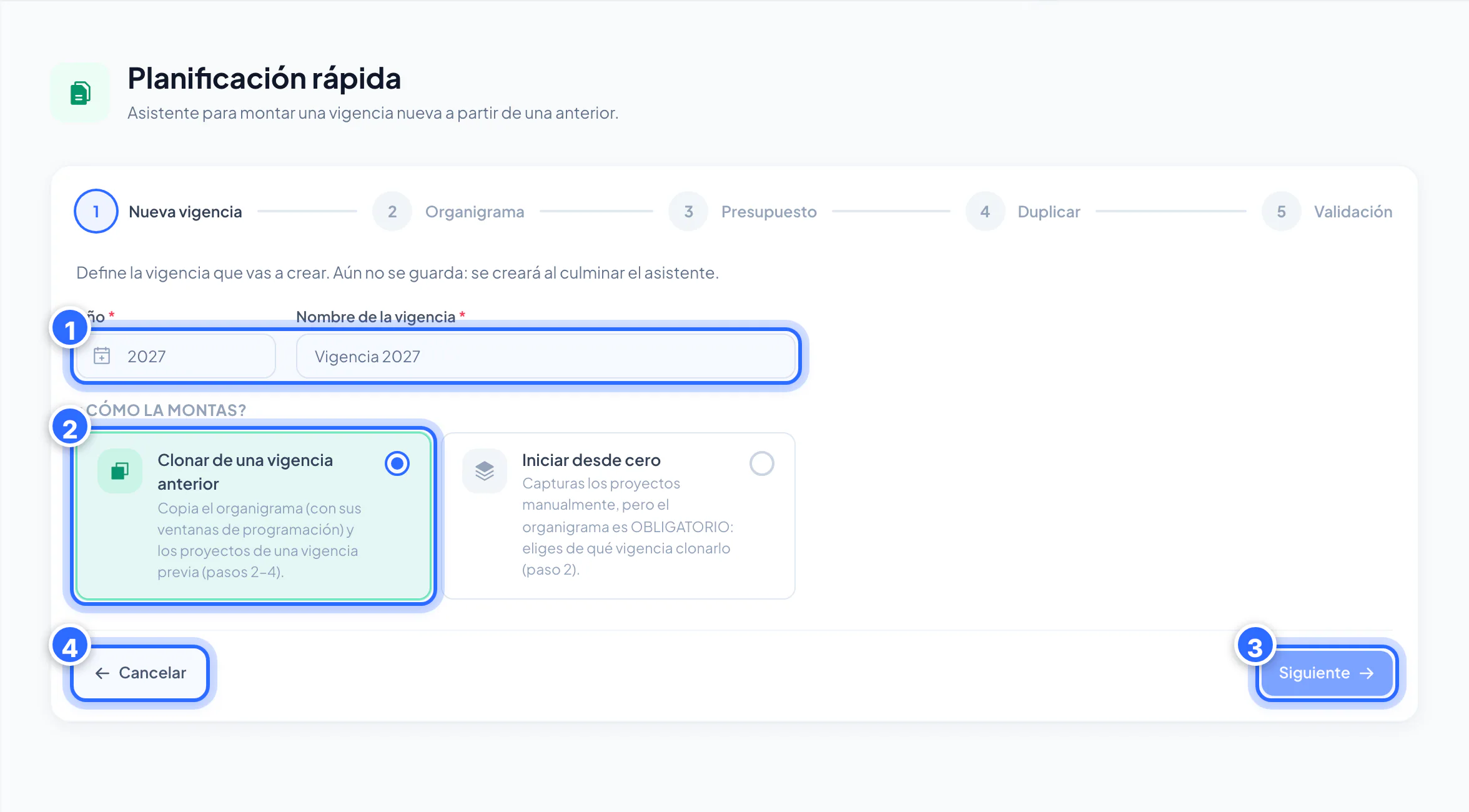 Planificación rápida, paso 1