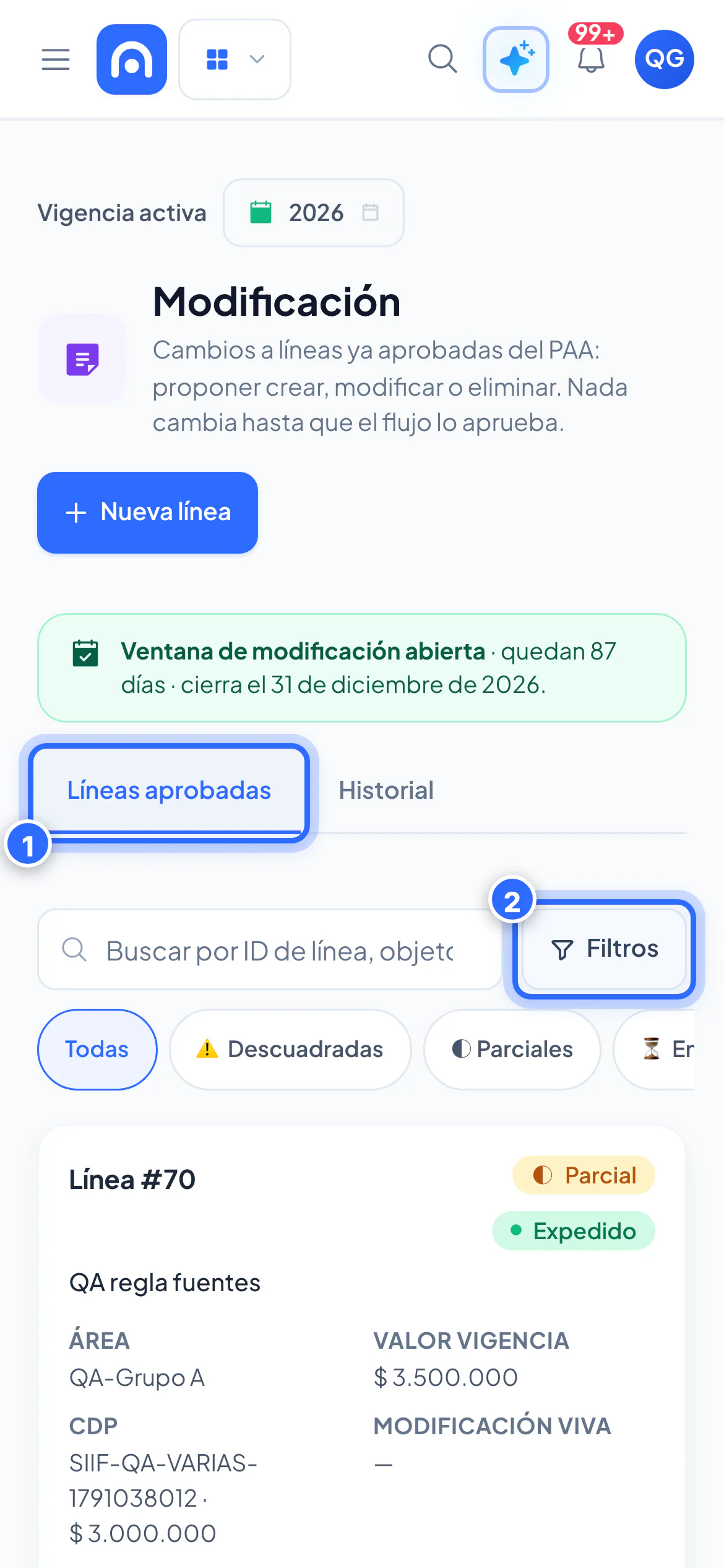 Modificación en el celular
